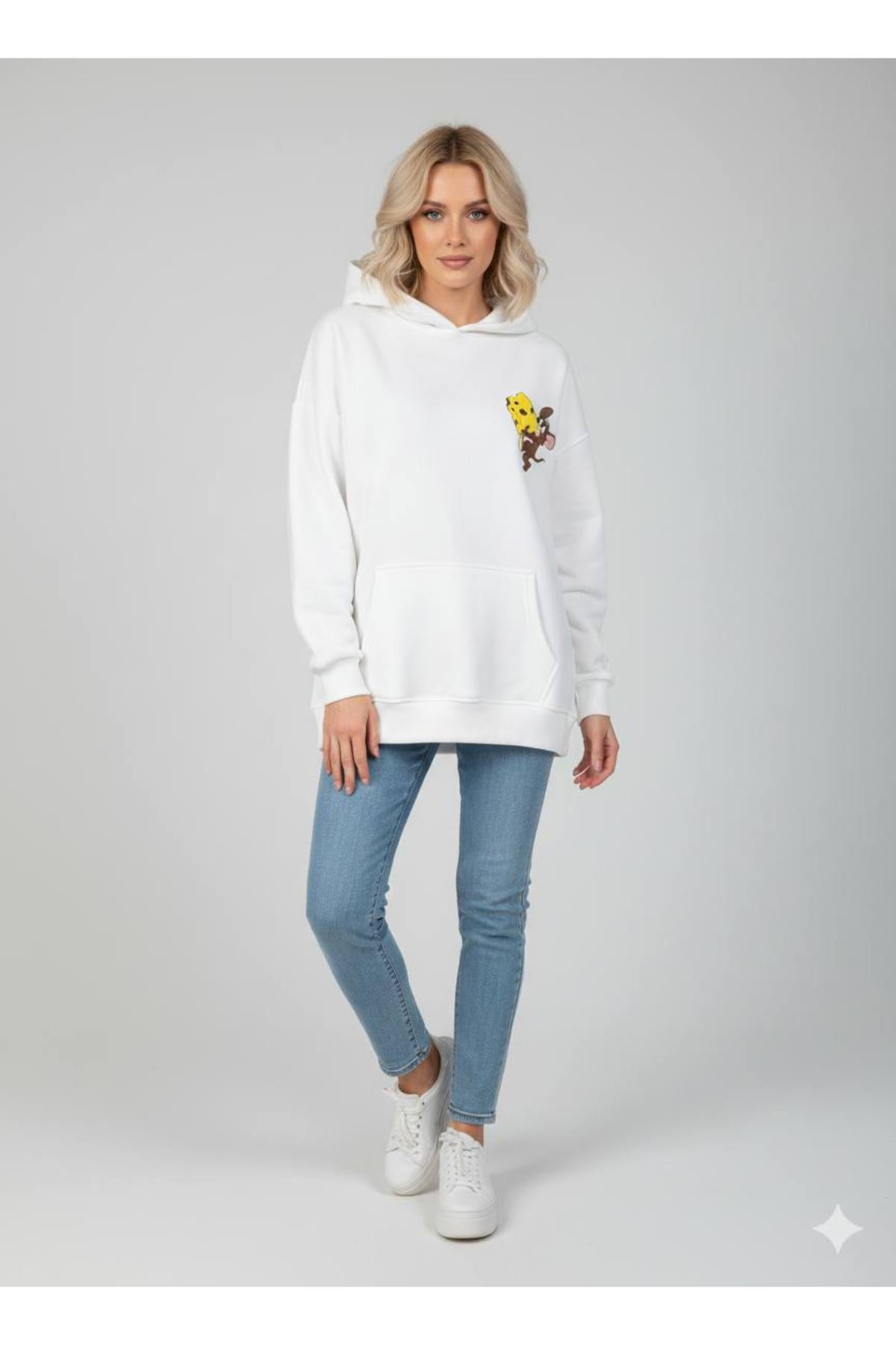 Jerry Baskılı Kapüşonlu Üç İp Sweat