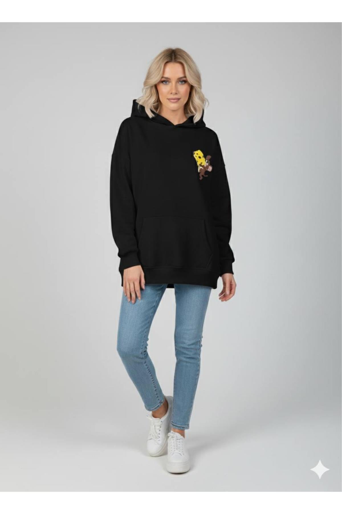 Jerry Baskılı Kapüşonlu Üç İp Sweat