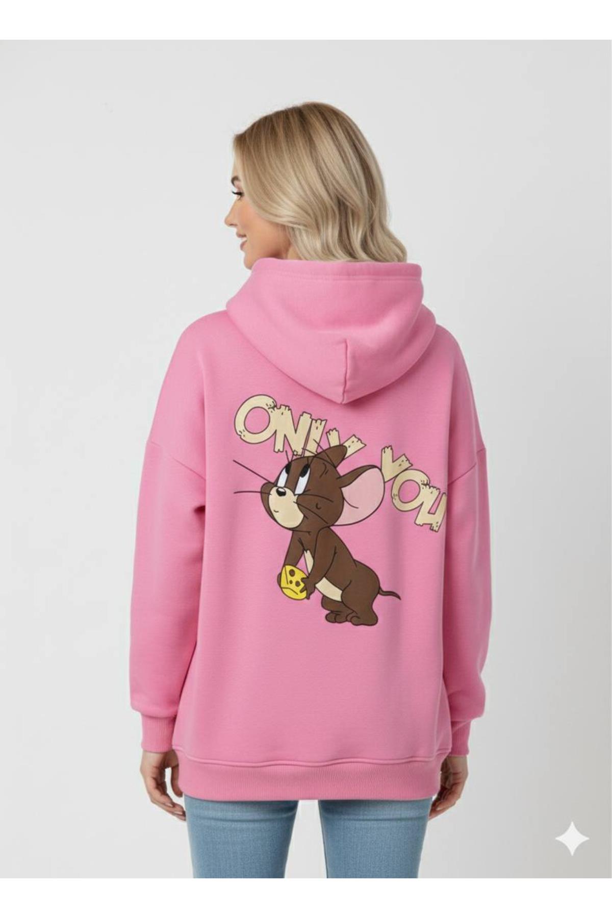 Jerry Baskılı Kapüşonlu Üç İp Sweat