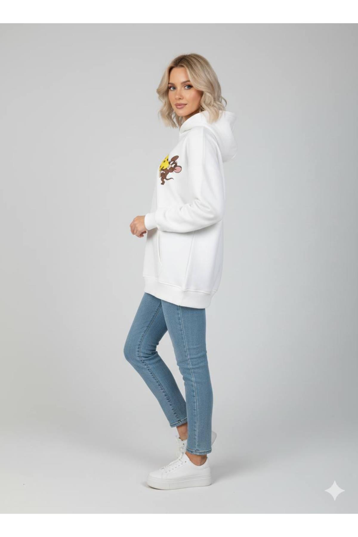 Jerry Baskılı Kapüşonlu Üç İp Sweat