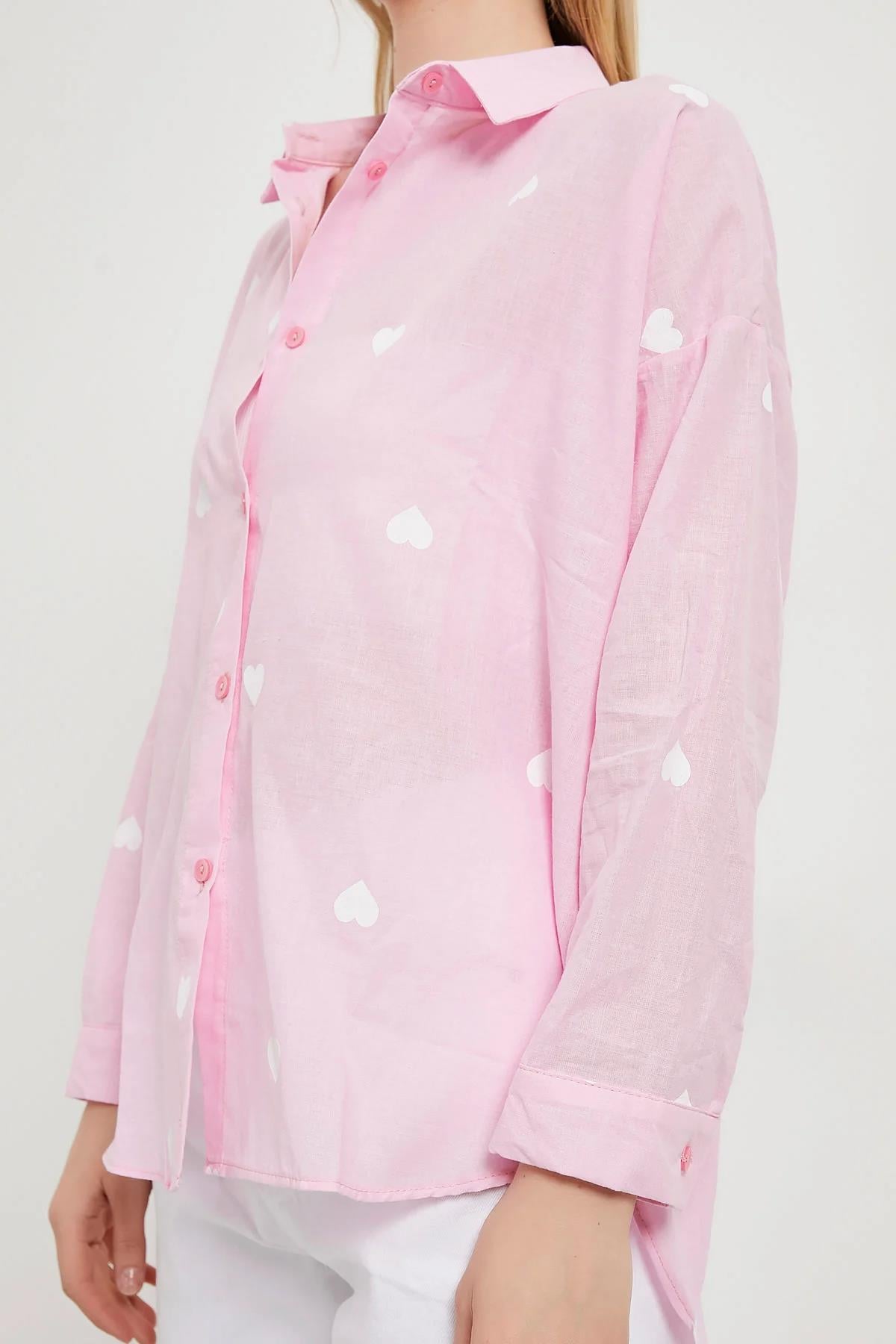 Kalp Baskılı Gömlek