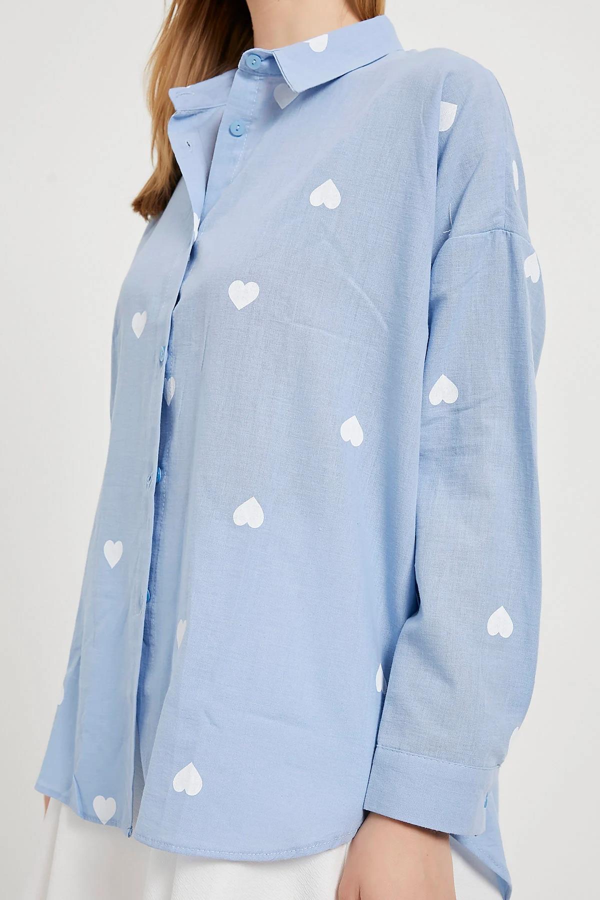 Kalp Baskılı Gömlek