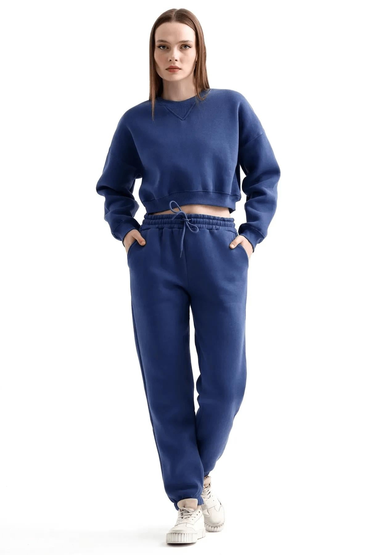 Bisiklet Yaka 3 İp Sweat Takım
