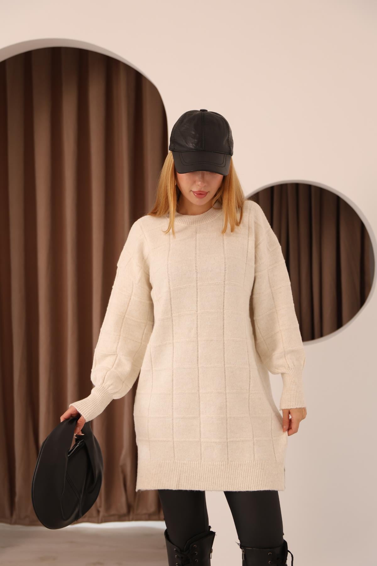 Kare Desen Triko Tunik