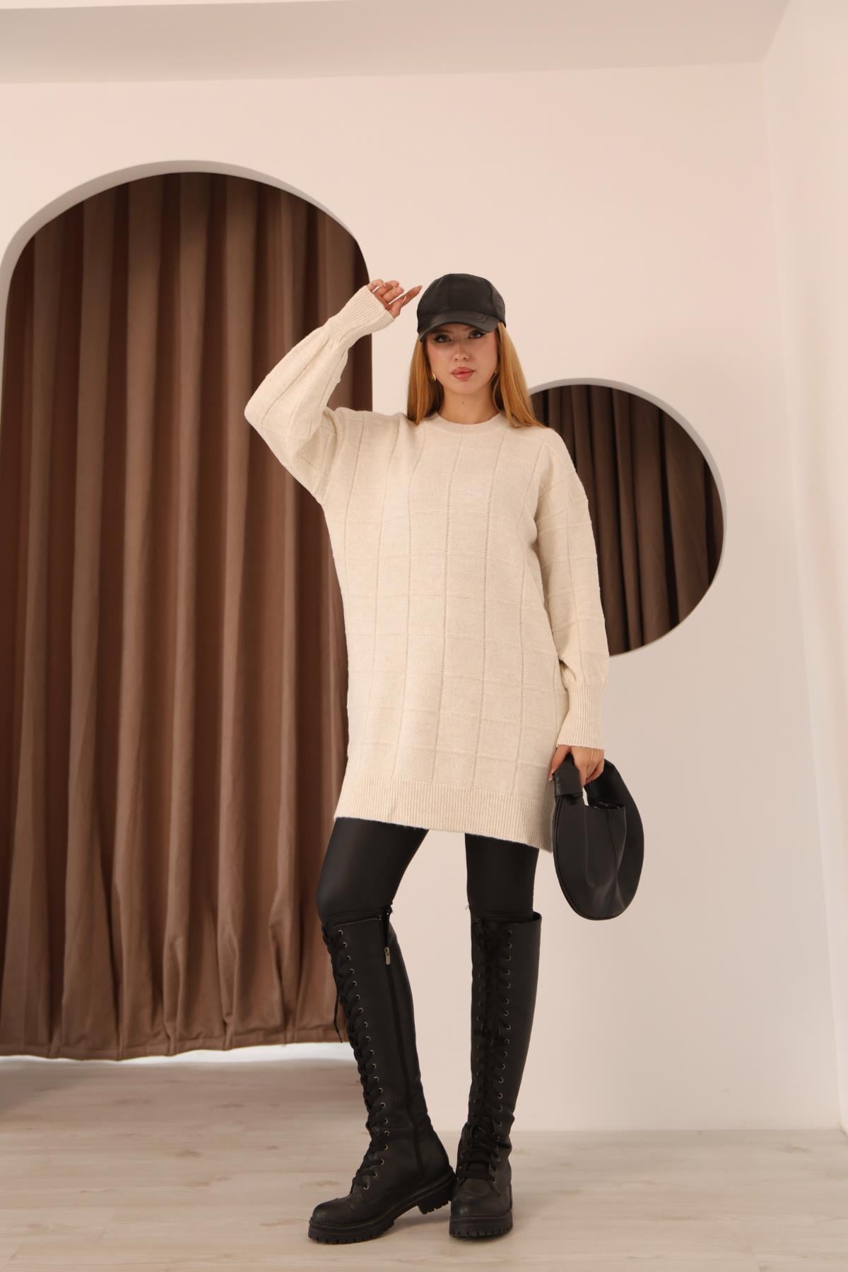 Kare Desen Triko Tunik