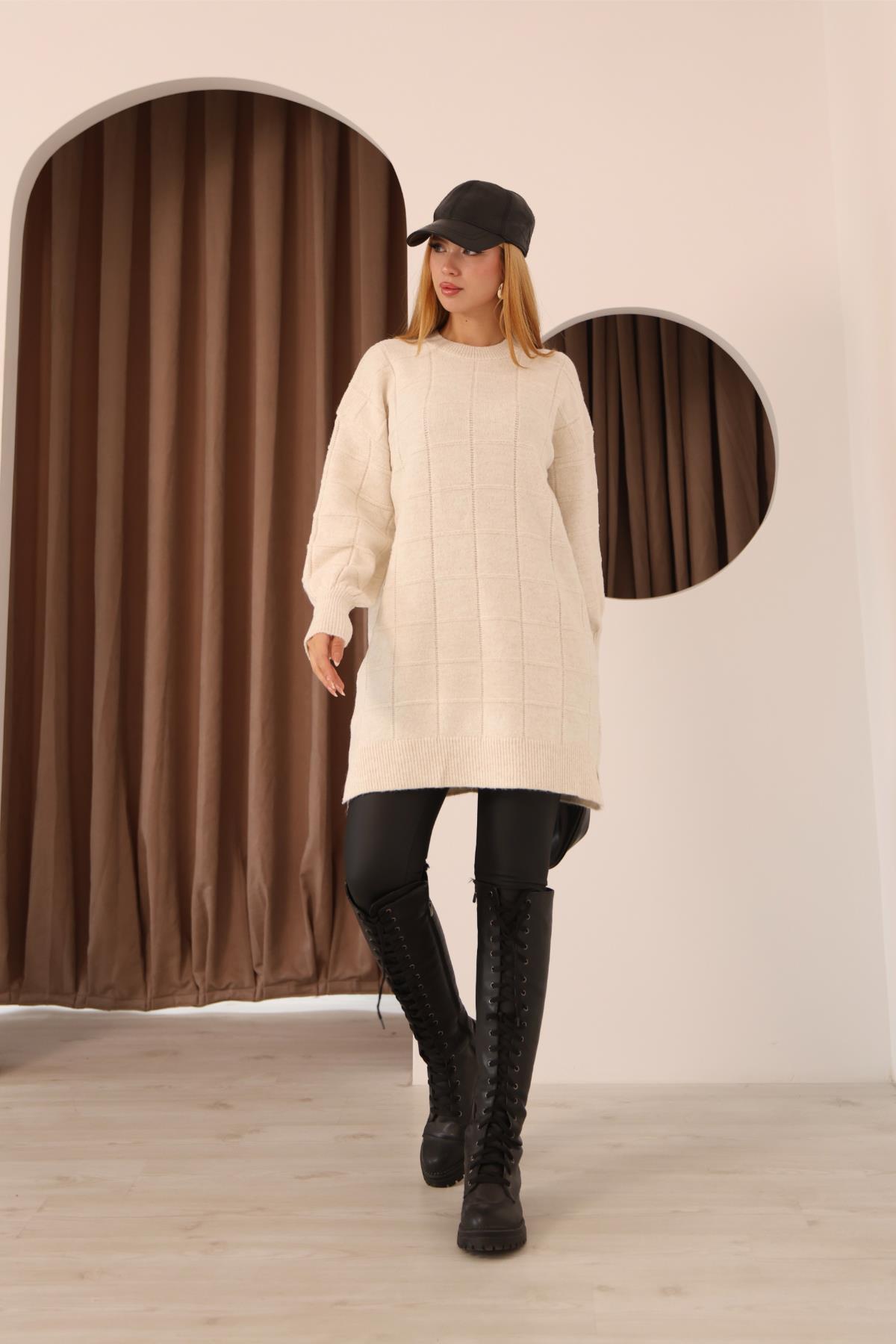 Kare Desen Triko Tunik