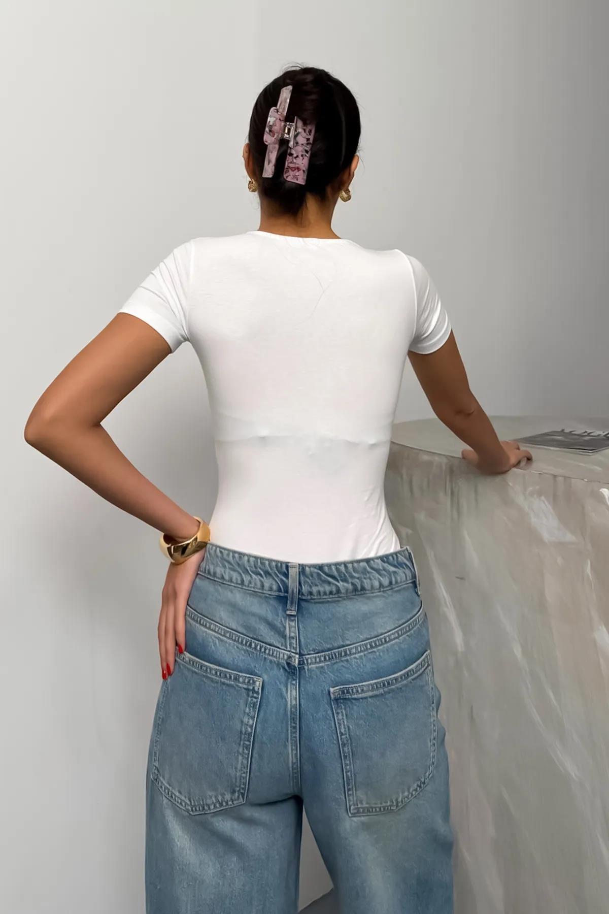 Kısa Kol U Yaka Bodysuit