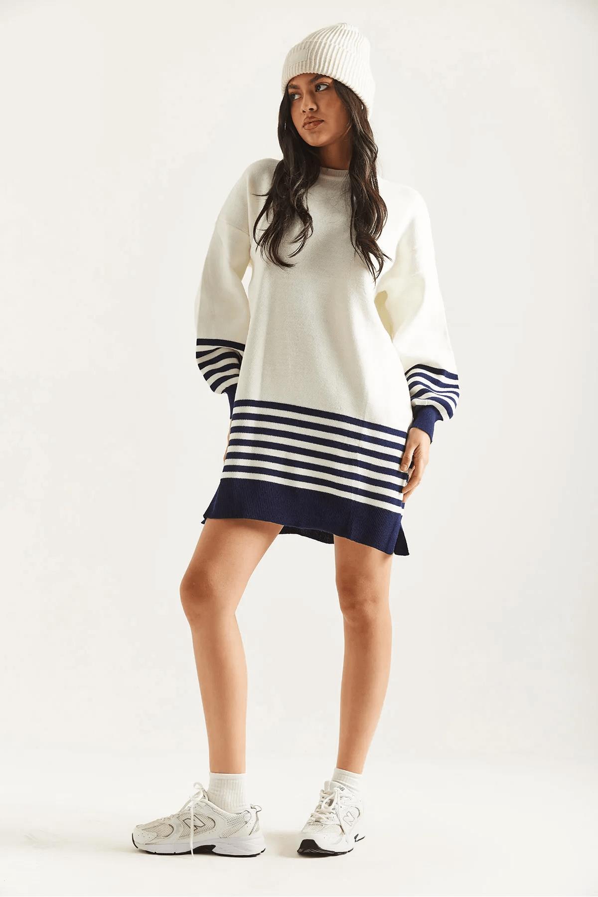 Kol Etek Çizgili Triko Tunik