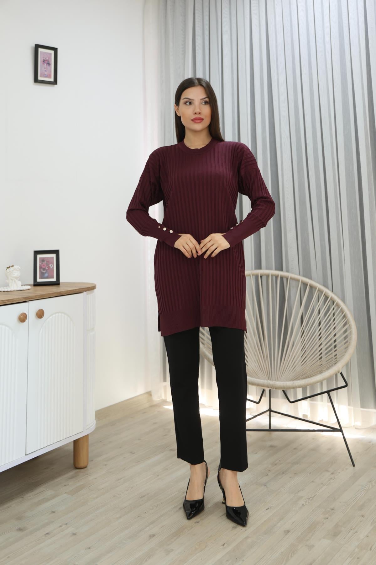 KOLU DÜĞMELİ FİTİLLİ TUNİK
