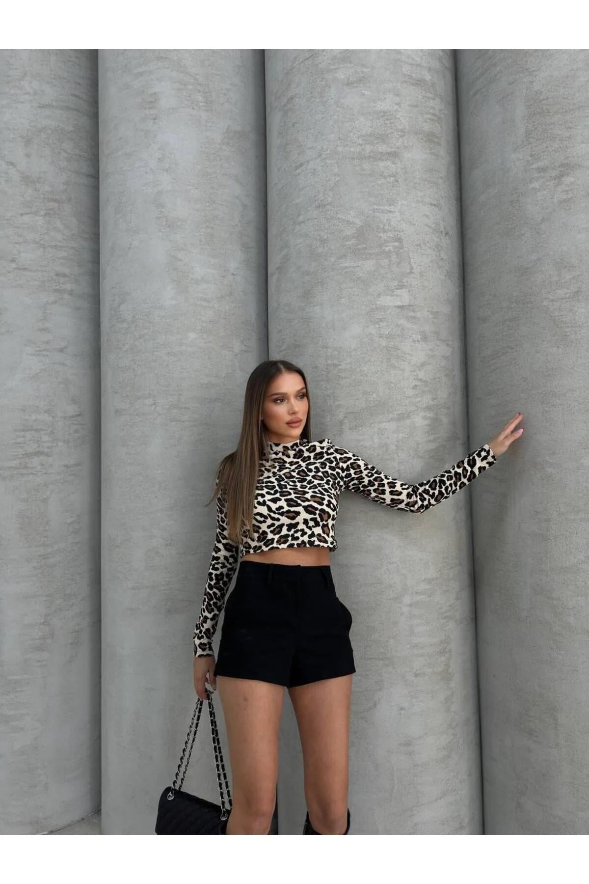 Leopar Crop Bluz