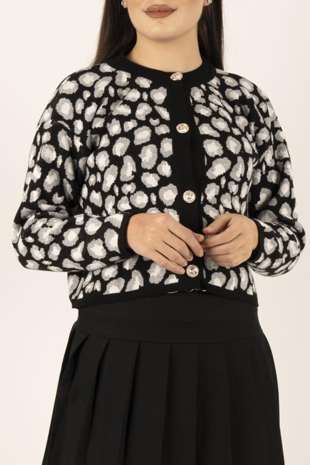 Leopar Desen Crop Hırka