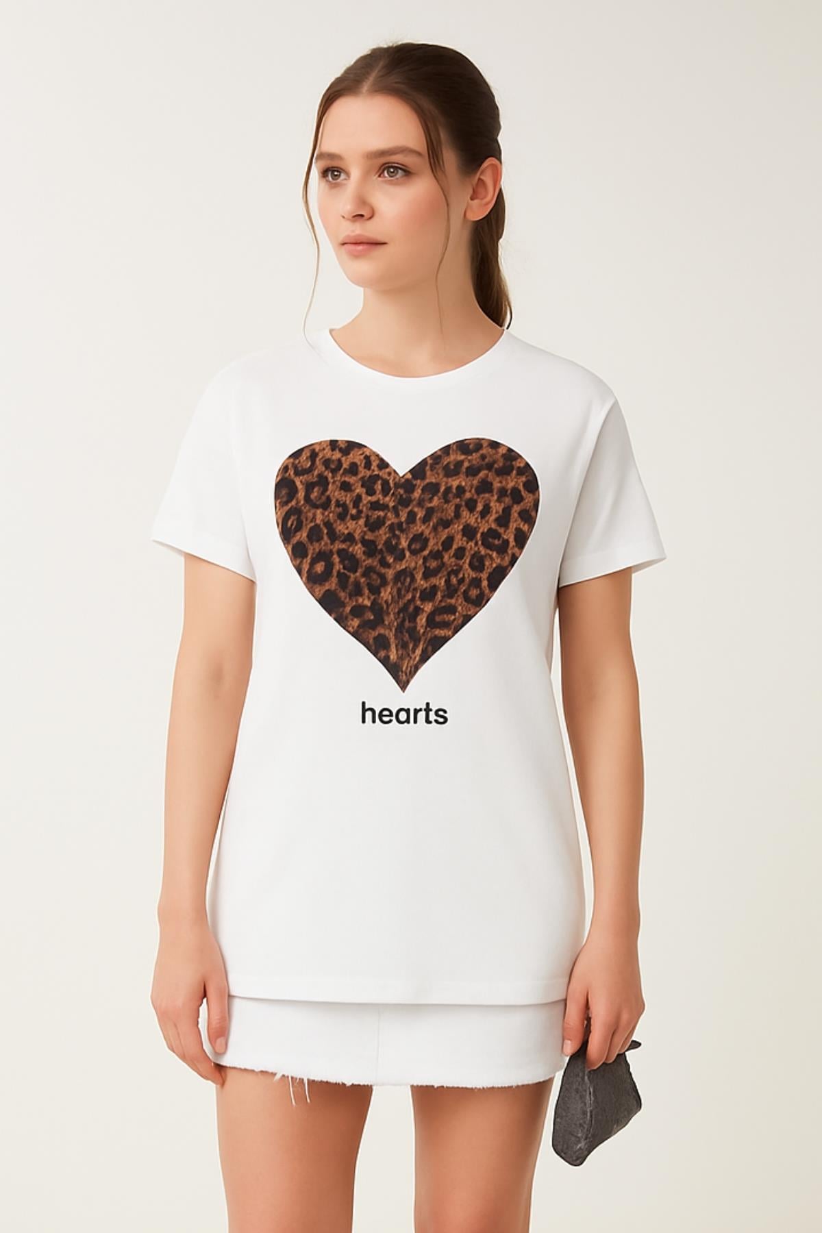 Leopar Desen Kalpli Salaş Tshirt