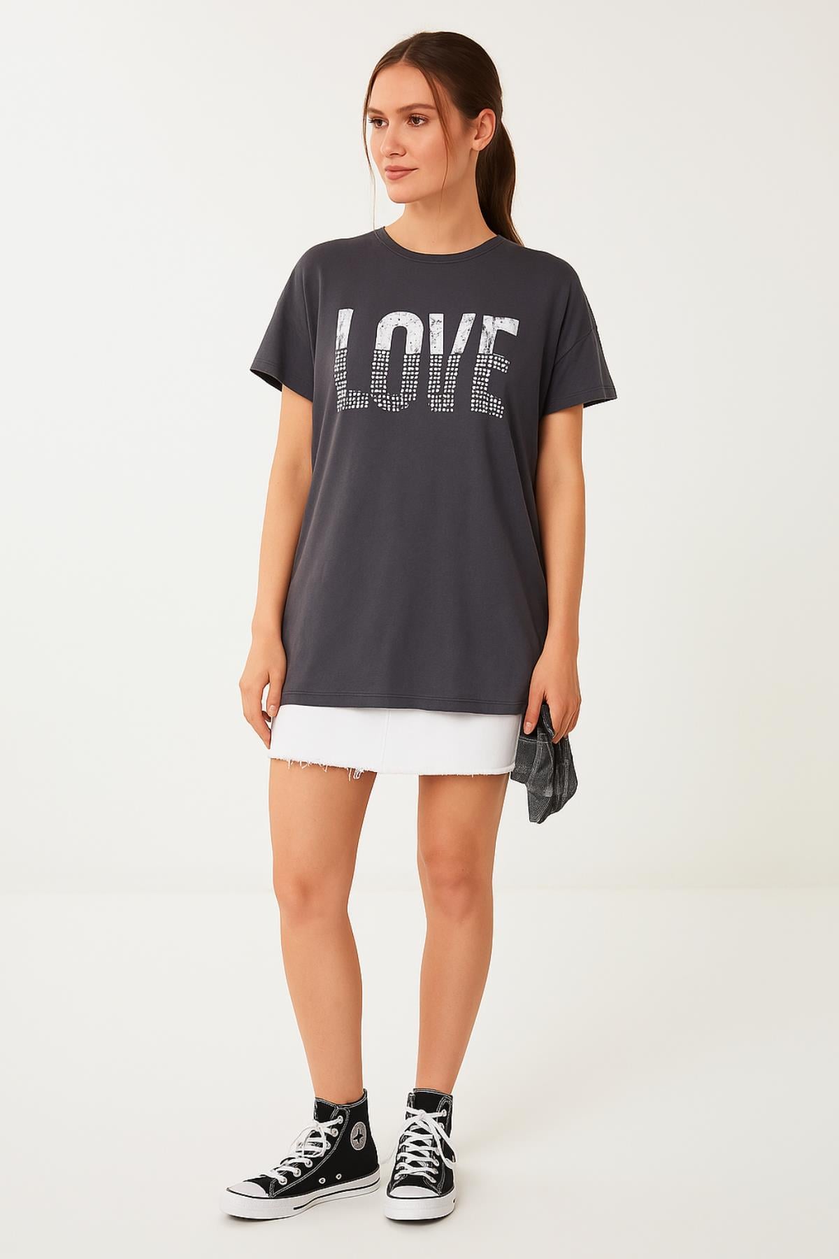 Love Baskılı Salaş Tshirt