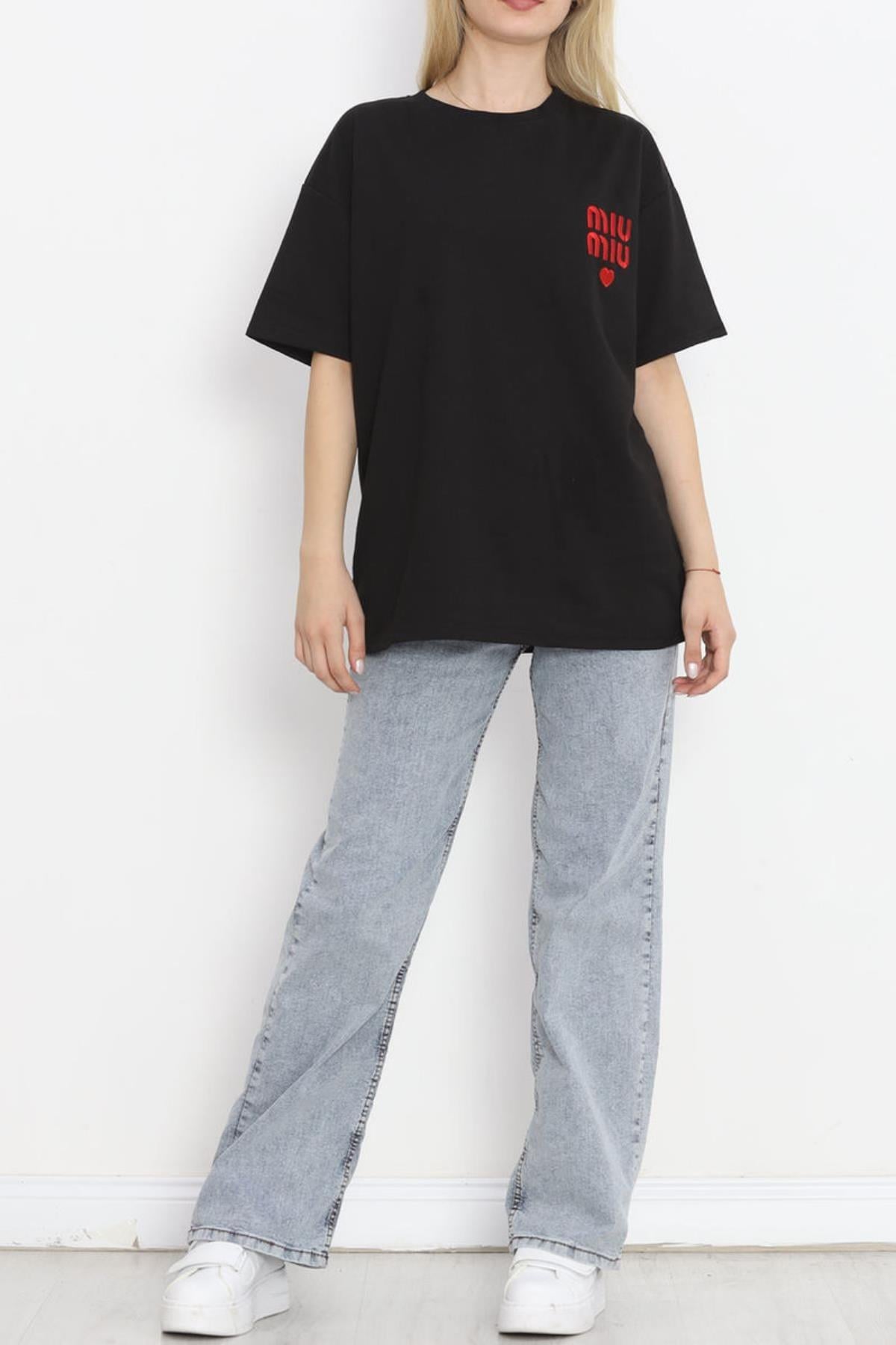 Nakış Detaylı 2 İp Tshirt