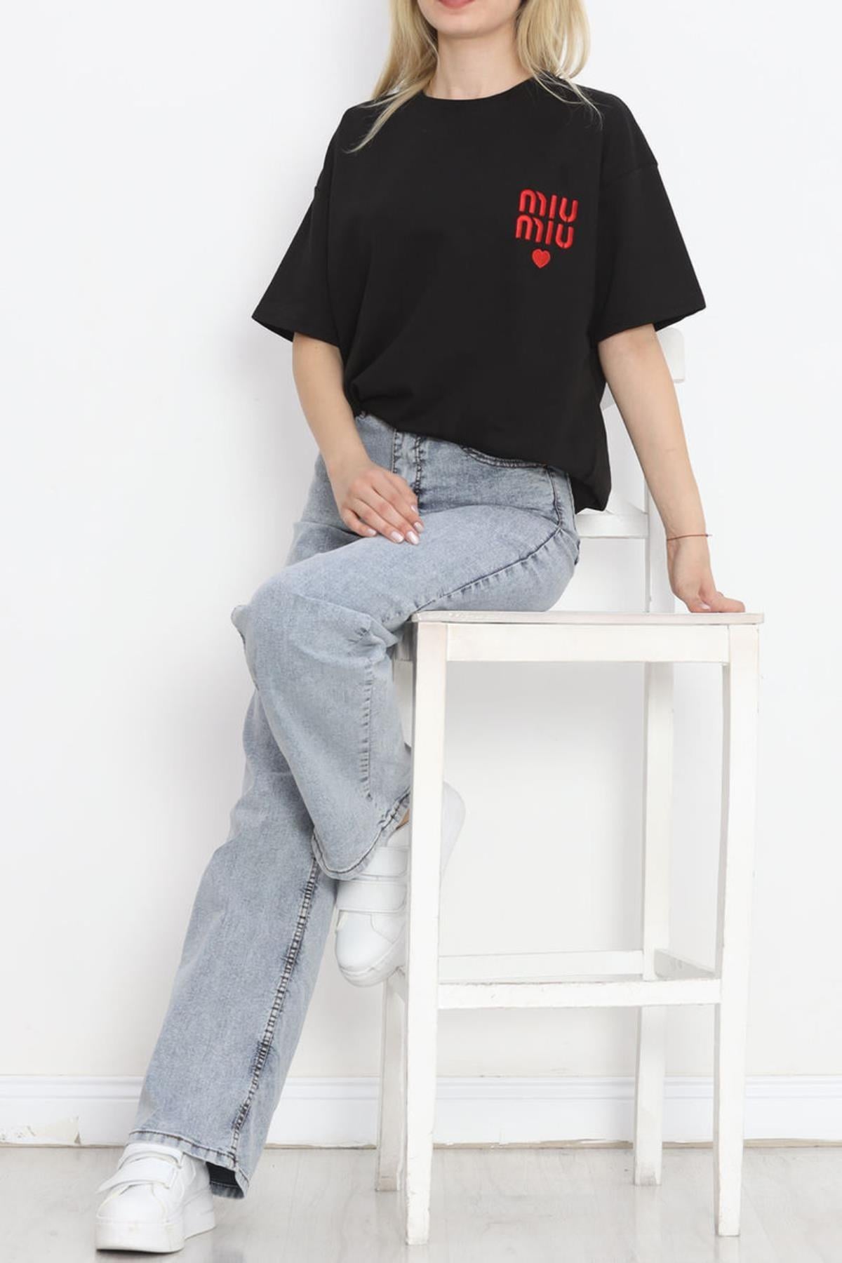 Nakış Detaylı 2 İp Tshirt