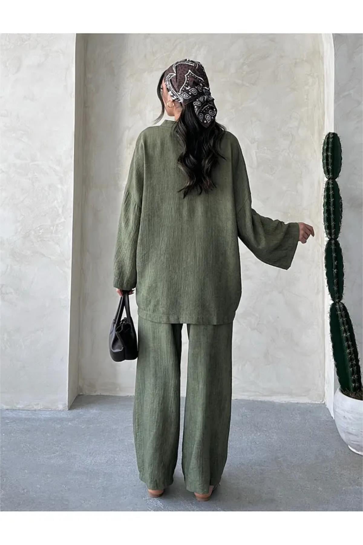 Önü Bağlamalı Kimono Pantolon İkili Takım
