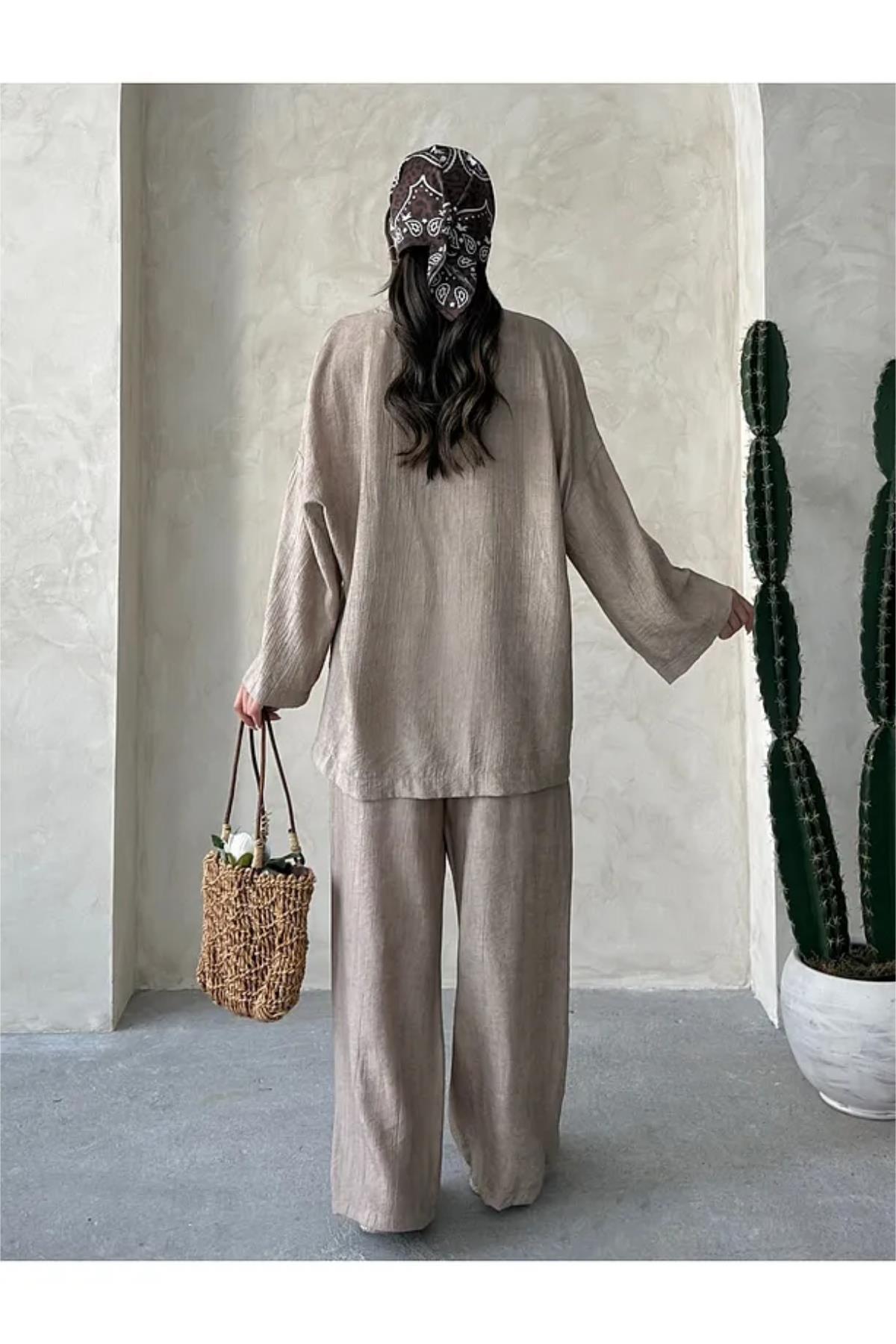 Önü Bağlamalı Kimono Pantolon İkili Takım