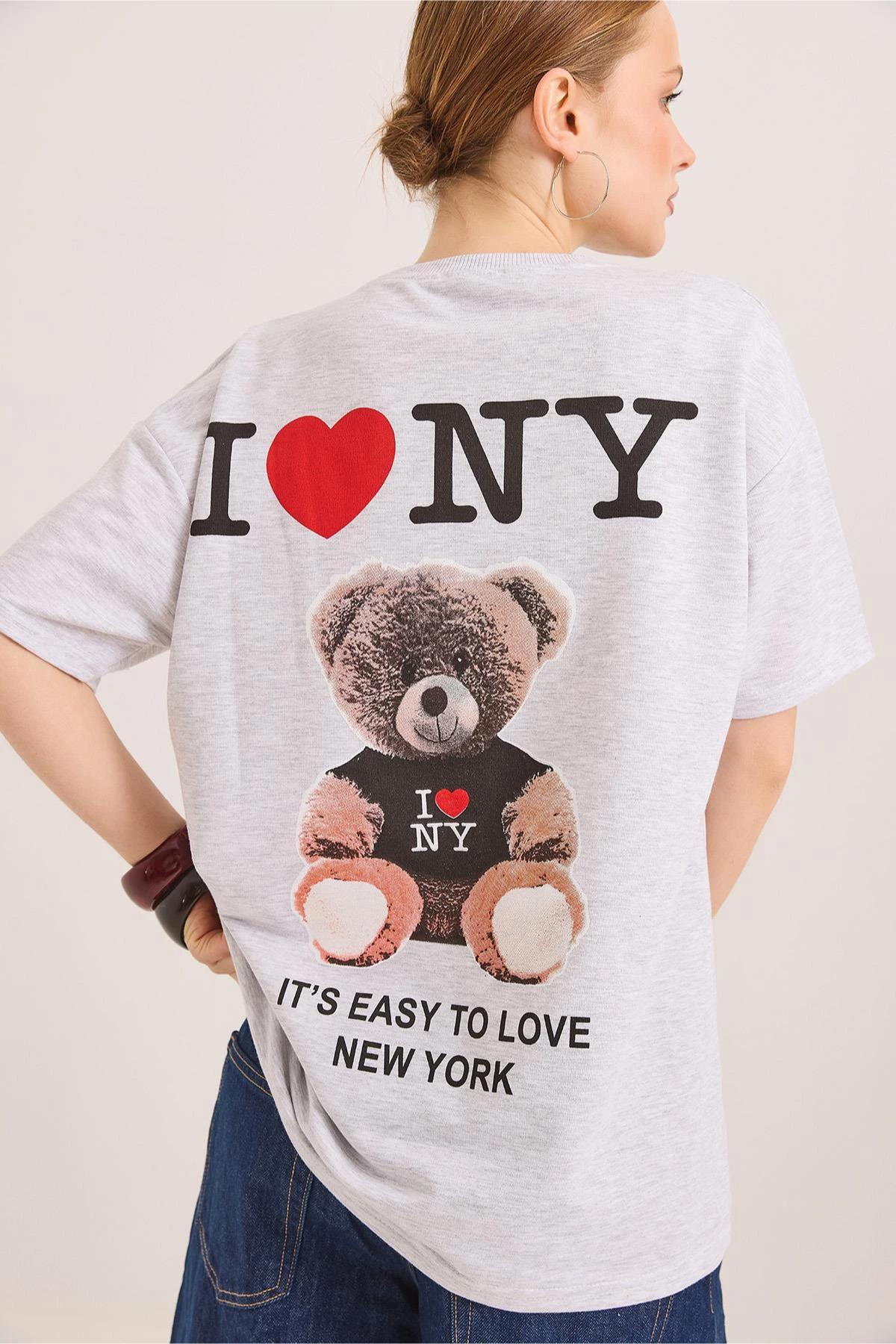 Önü ve Arkası Ayıcık Baskılı Tshirt