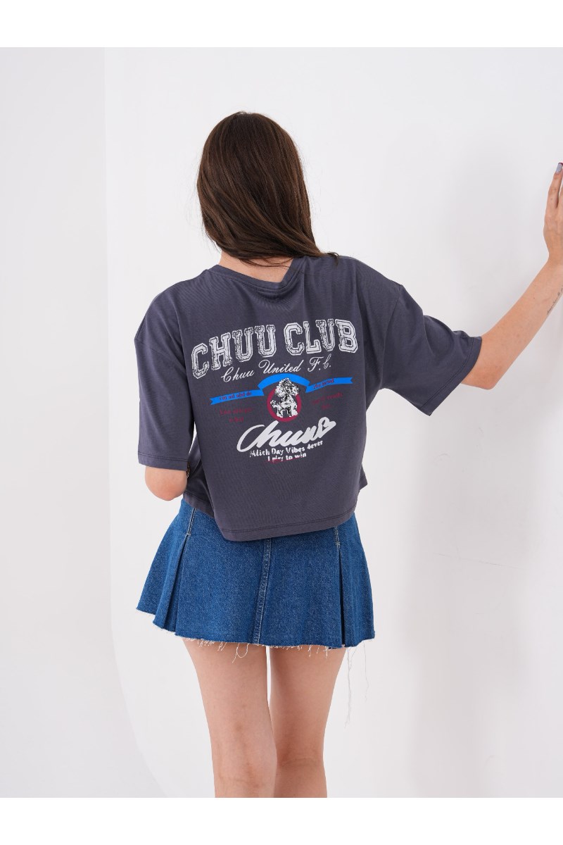 Önü ve Arkası Baskılı Crop Tshirt