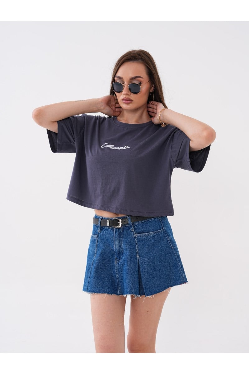 Önü ve Arkası Baskılı Crop Tshirt