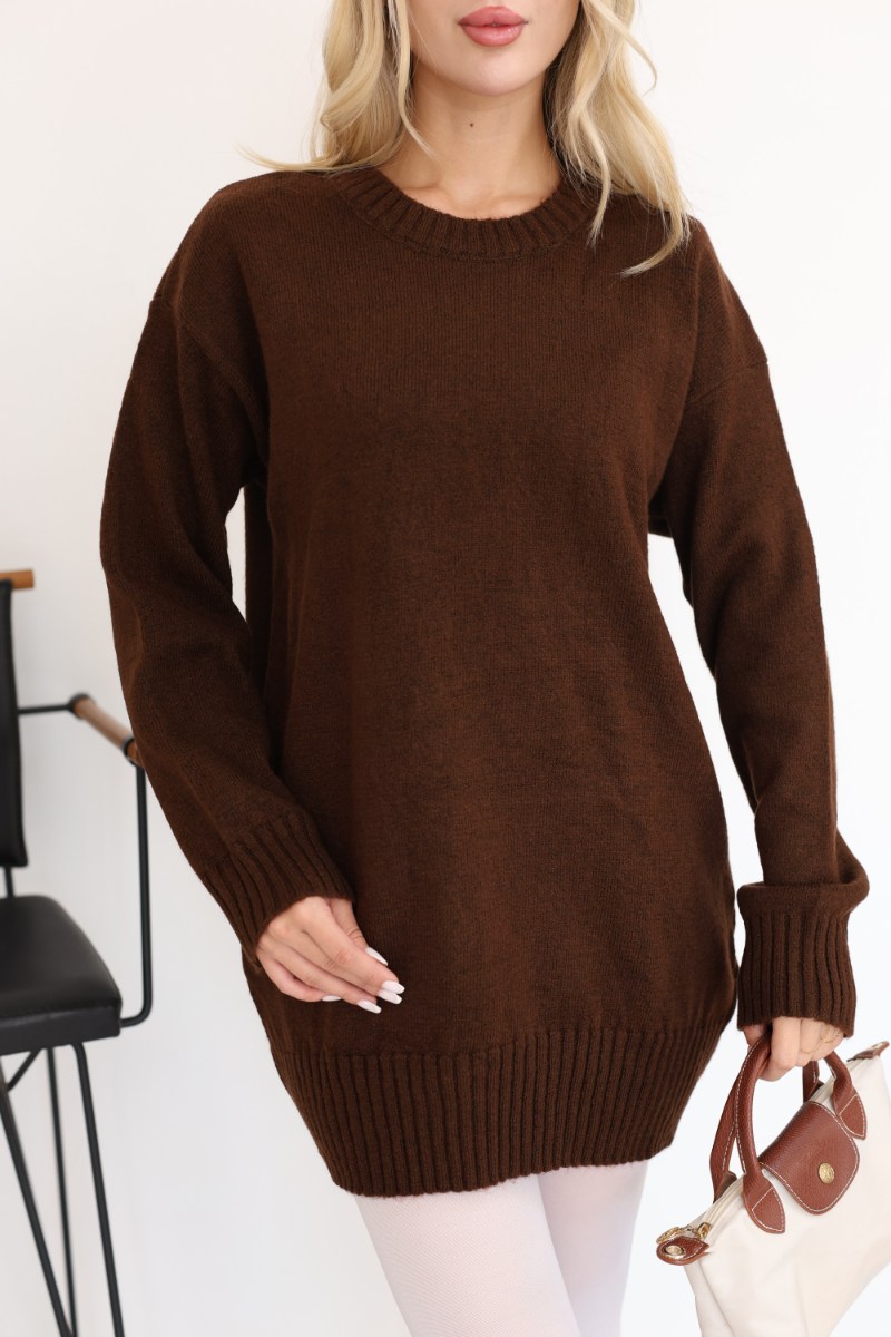 Oversize Ribanalı Triko Tunik