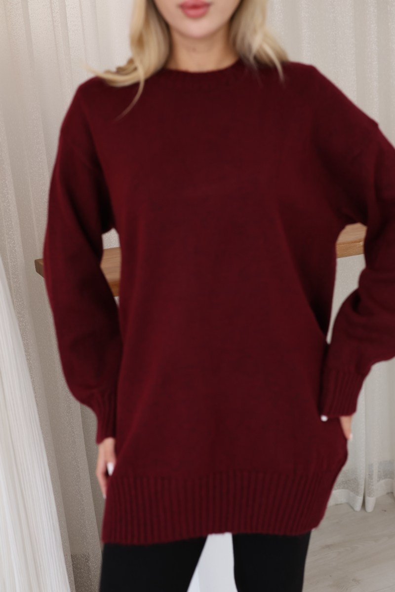 Oversize Ribanalı Triko Tunik