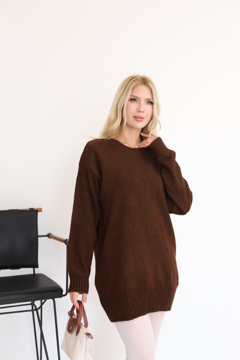 Oversize Ribanalı Triko Tunik
