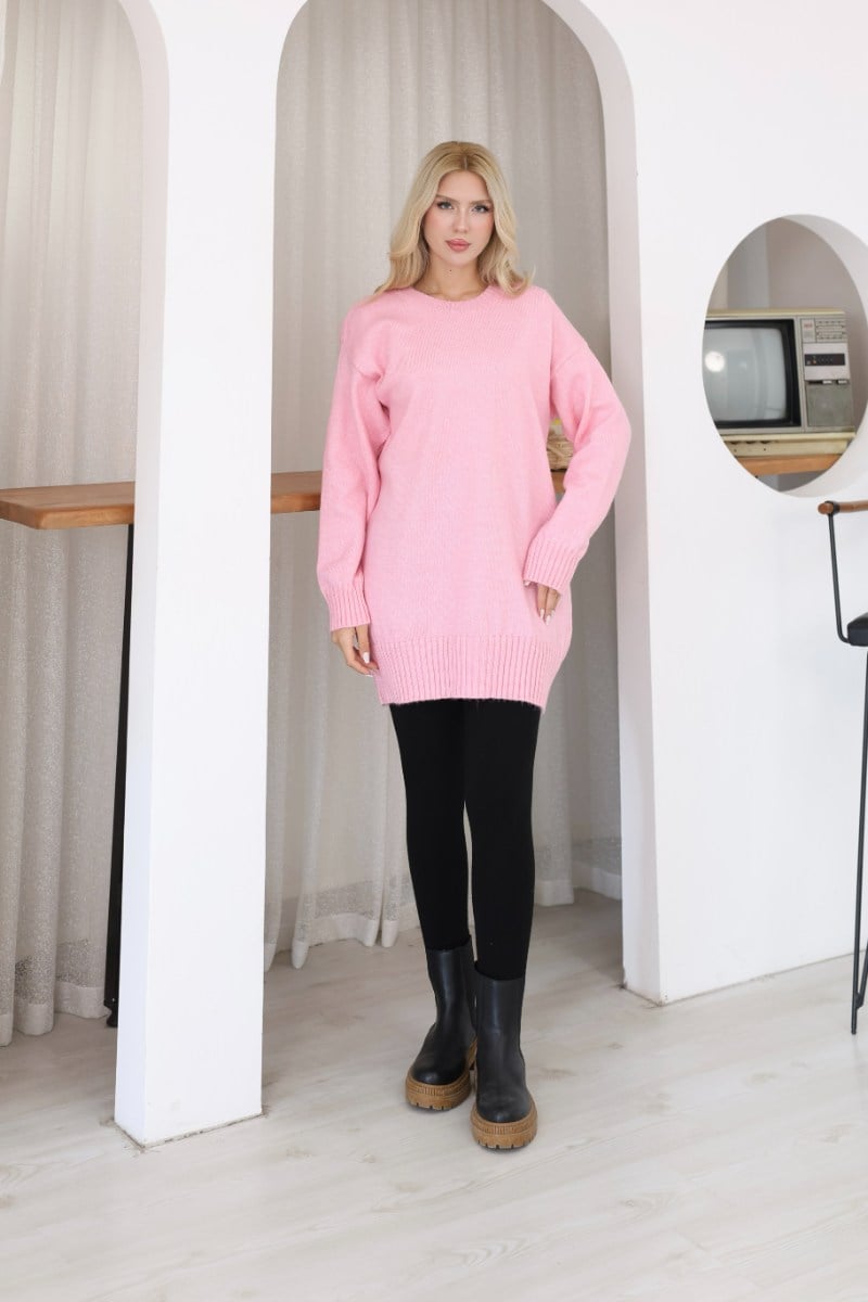 Oversize Ribanalı Triko Tunik