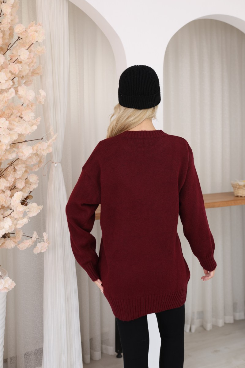 Oversize Ribanalı Triko Tunik