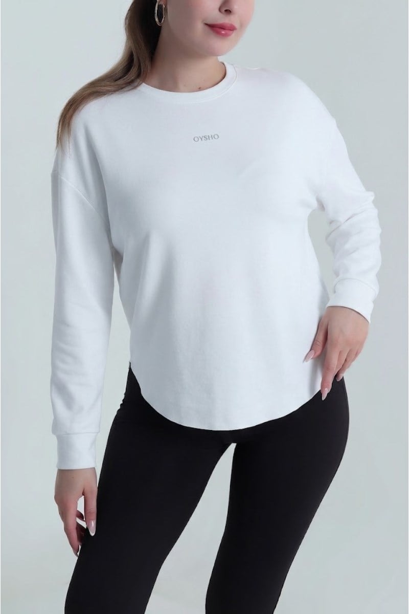 Oysho Bisiklet Yaka Eteği Asimetrik Kesim Sweat