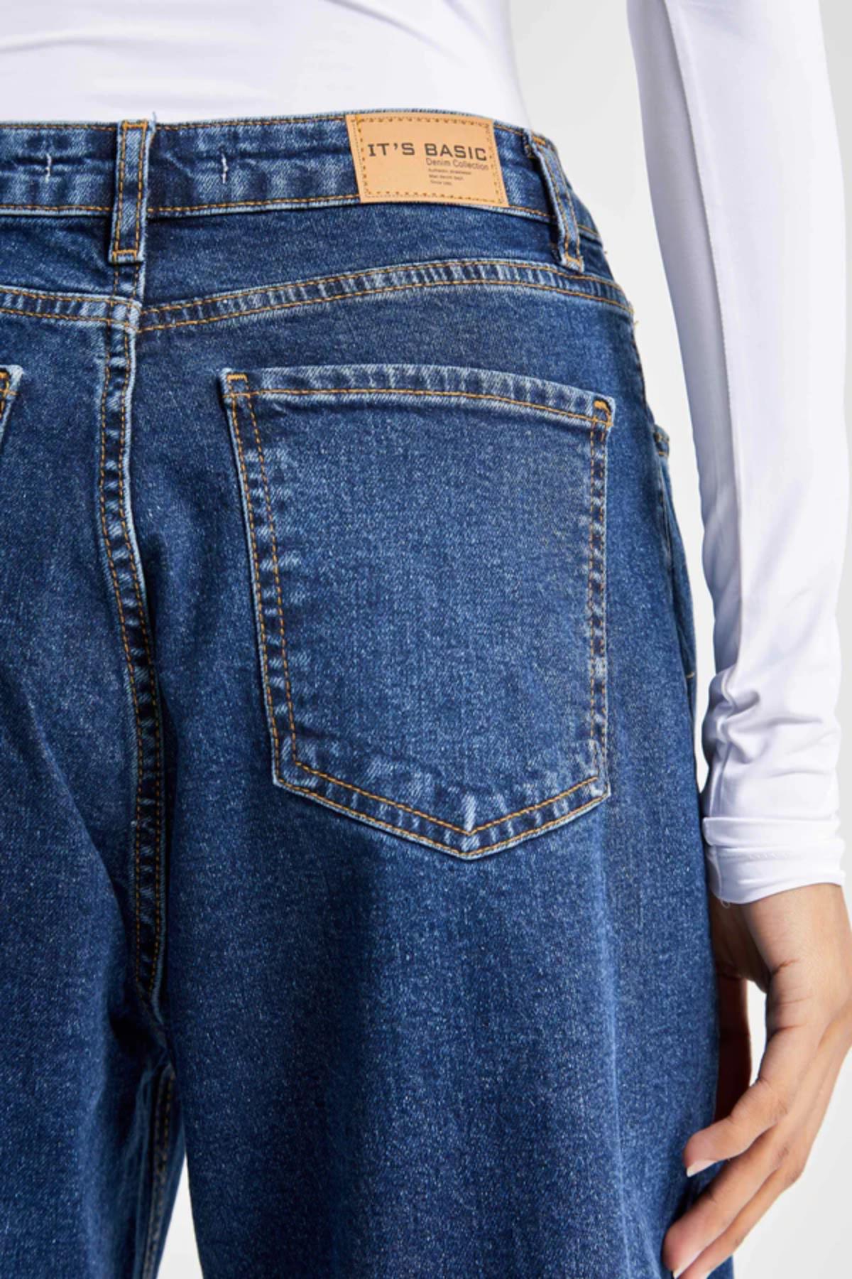Paça Katlamalı Boyfriend Fit Kot Pantolon