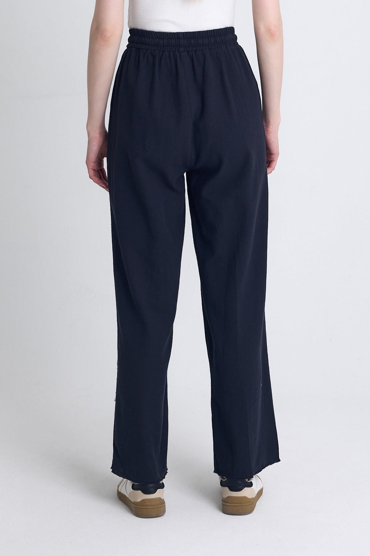 Paça Püsküllü Bol Paça Gabardin Pantolon