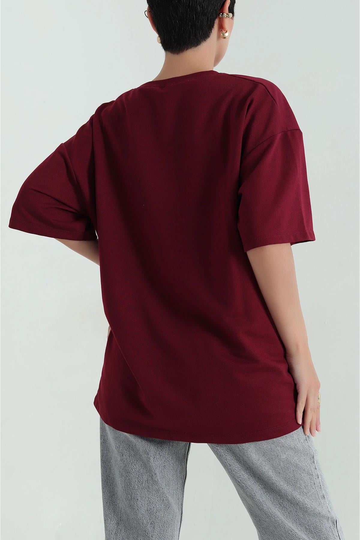 Pembe Panter Baskılı Oversize Tshirt