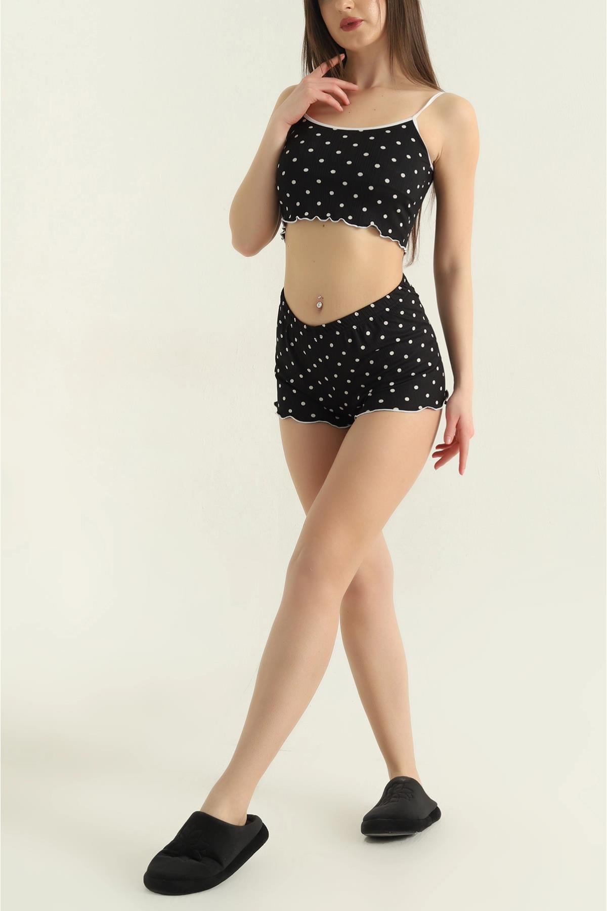 Puantiyeli Şortlu Pijama Takımı