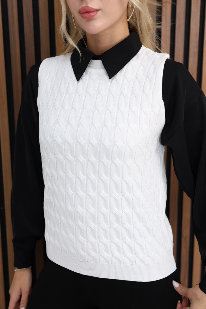 Saç Örgü Triko Süveter