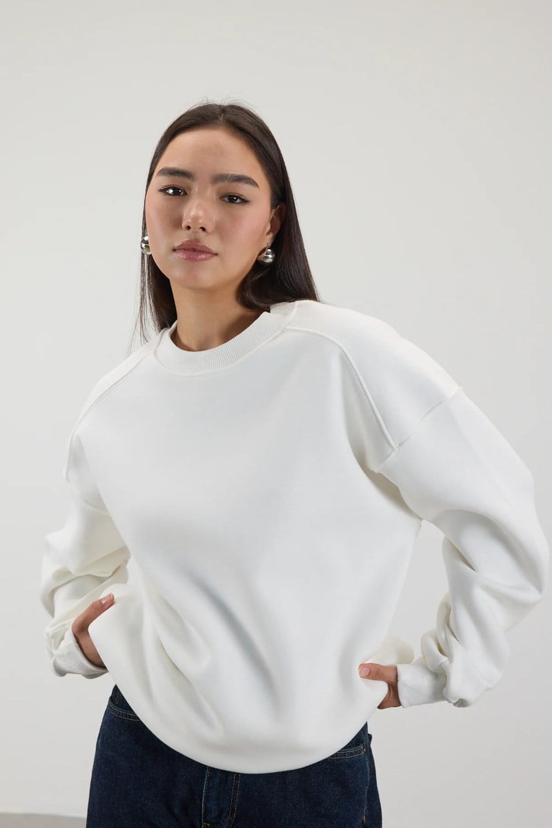 Şardonlu Bisiklet Yaka 3 İp Sweat
