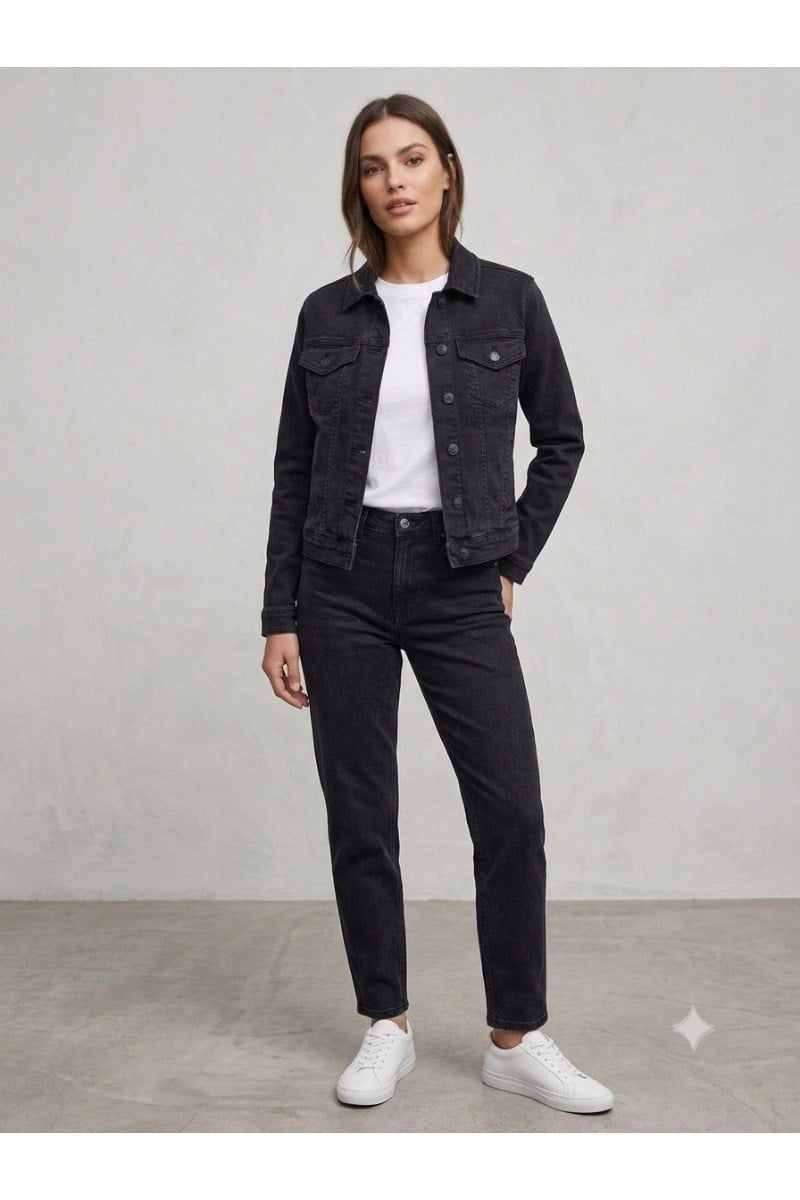 Slim Fit Cep Kapaklı Düğmeli Jean Ceket