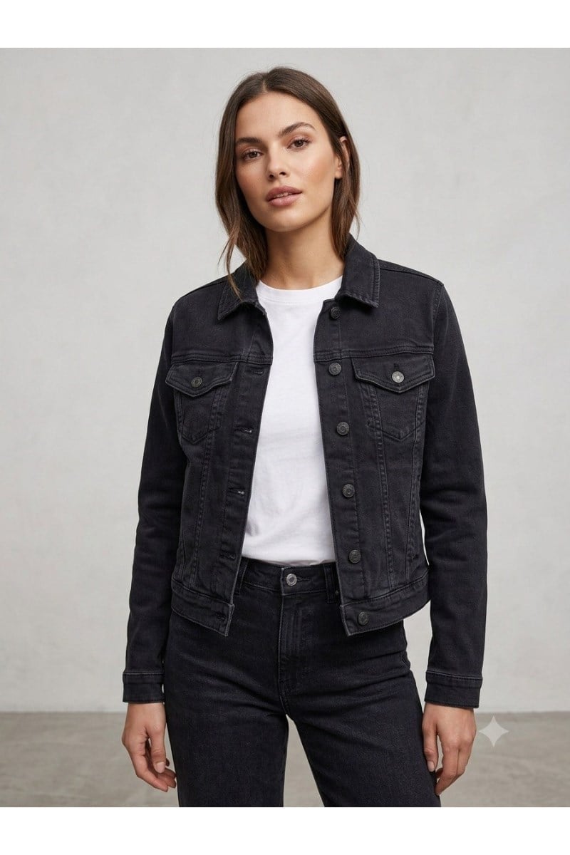 Slim Fit Cep Kapaklı Düğmeli Jean Ceket