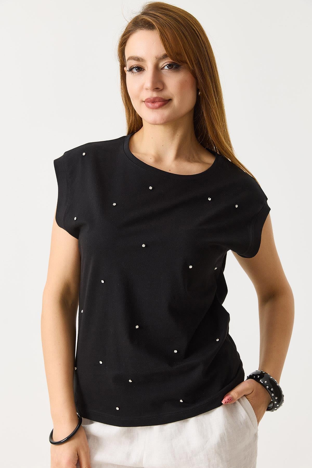 Taş Detaylı Kolsuz Tshirt