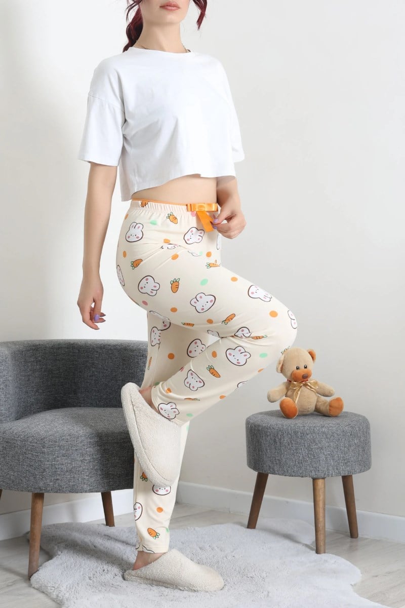 Tavşan ve Havuç Desen Pijama Altı