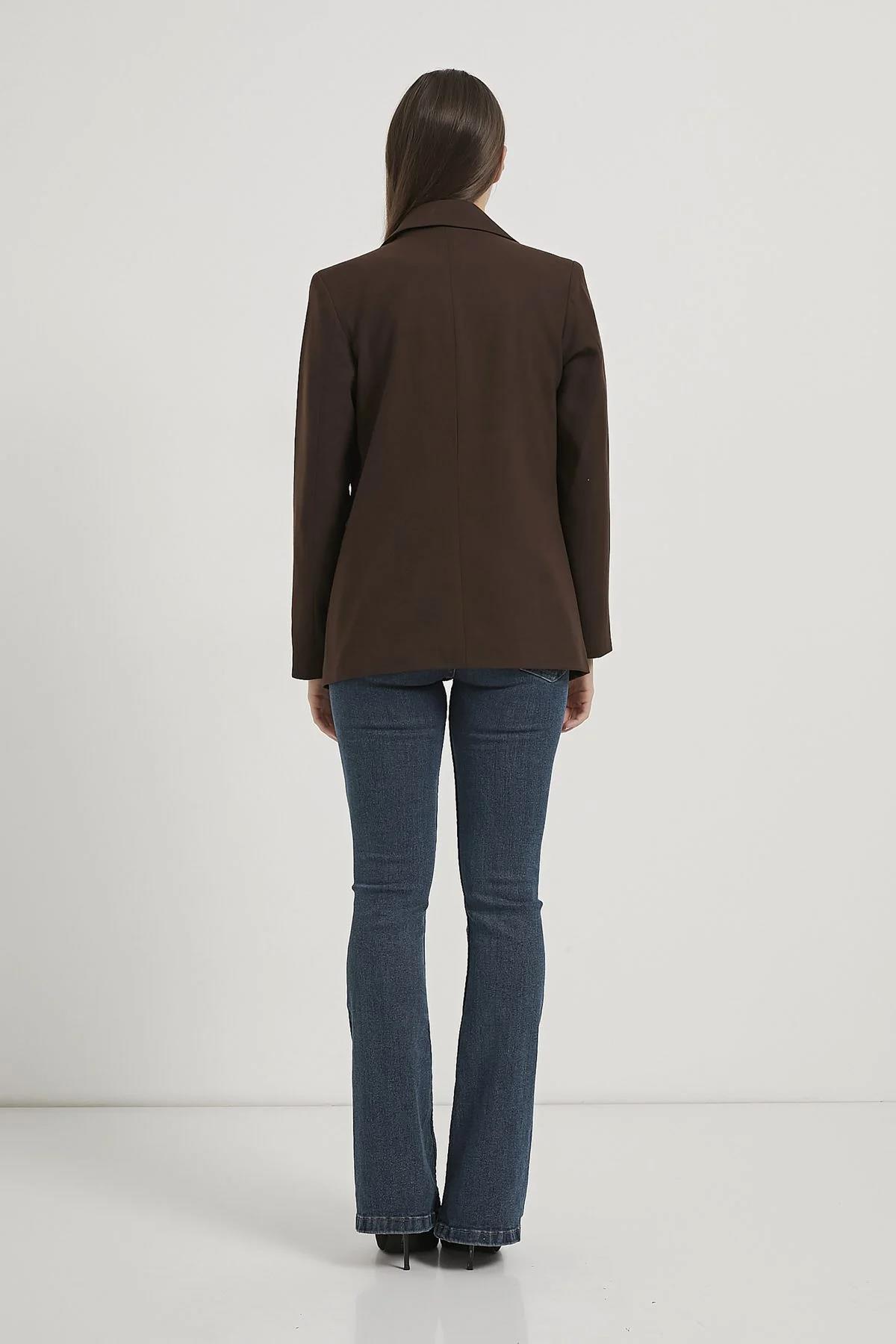 Tek Düğmeli Cep Kapaklı Poliviskon Ceket