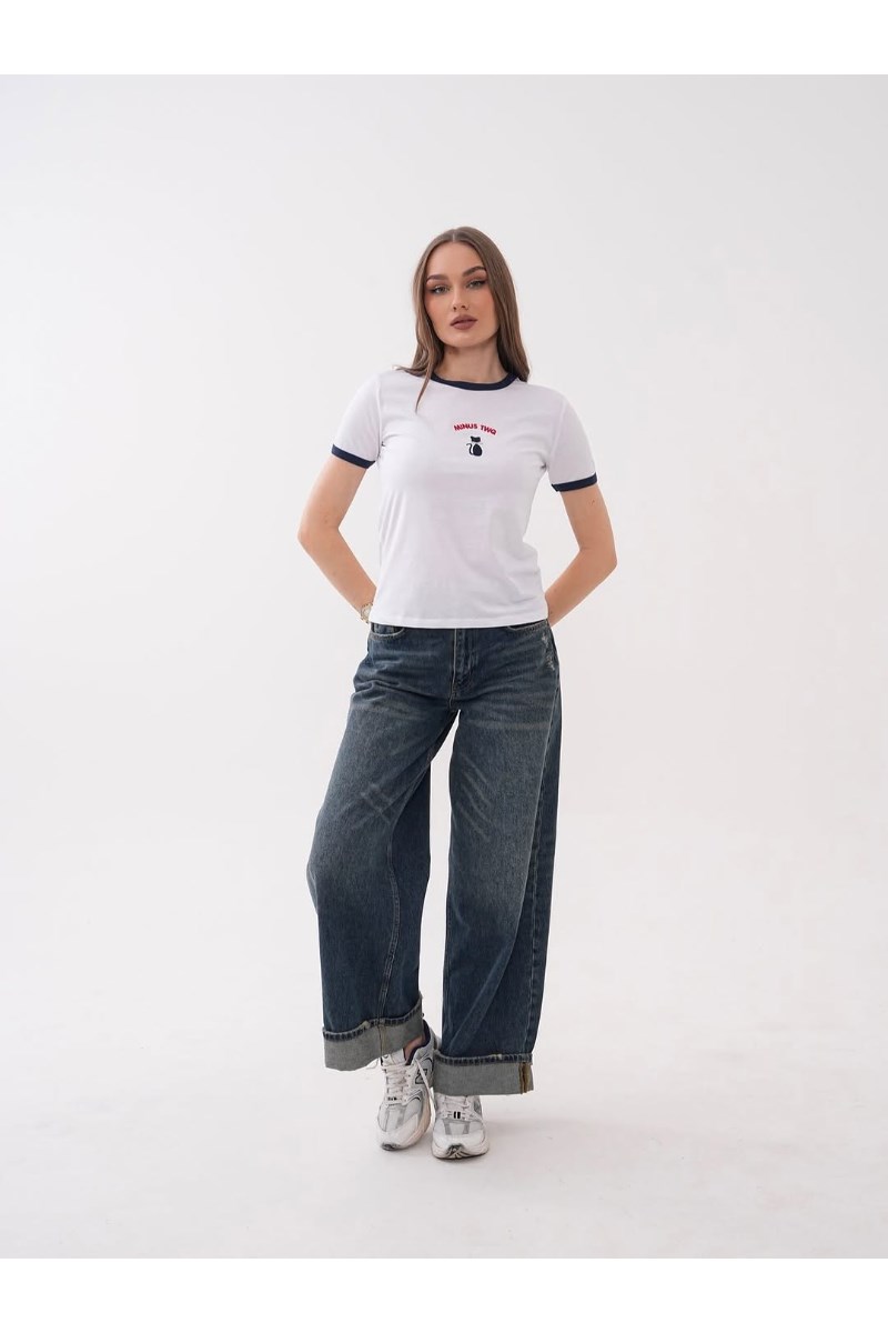 Yaka ve Kol Biyeli MINUS TWQ Baskı Tshirt
