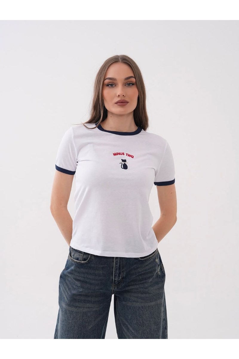 Yaka ve Kol Biyeli MINUS TWQ Baskı Tshirt