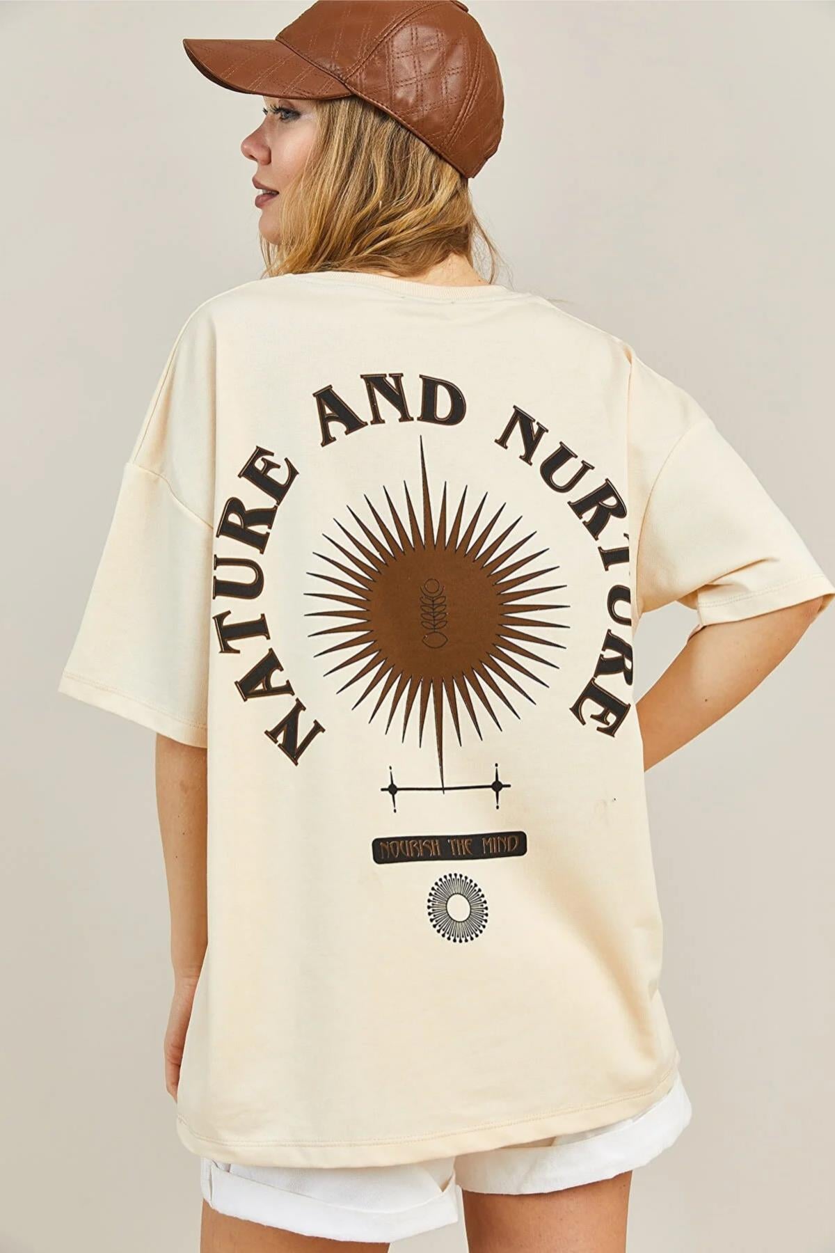 Yazı Baskılı Bisiklet Yaka T-shirt