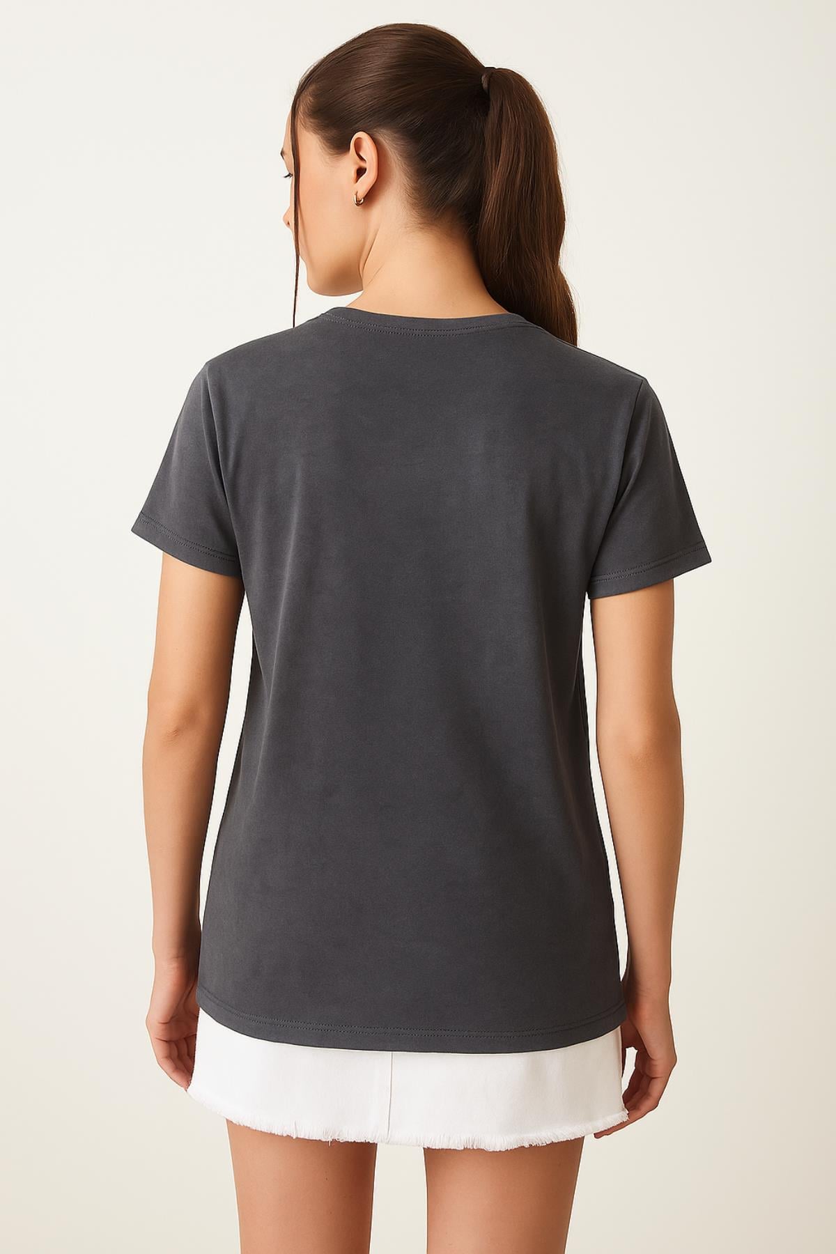 Zikzak Desen Baskılı Oversize Tshirt