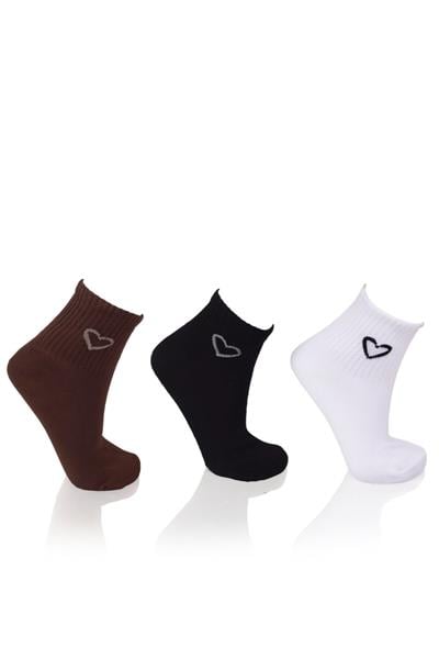 3 Çift Kalp Desenli Soket Çorap