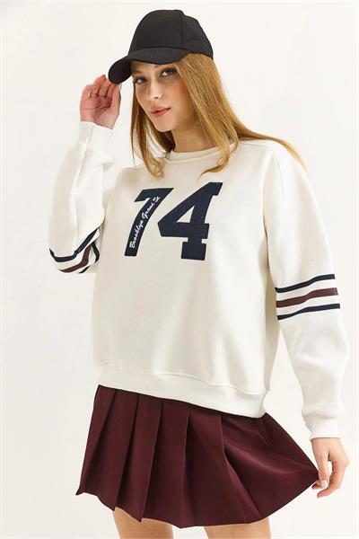 74 Baskılı Bisiklet Yaka Sweat