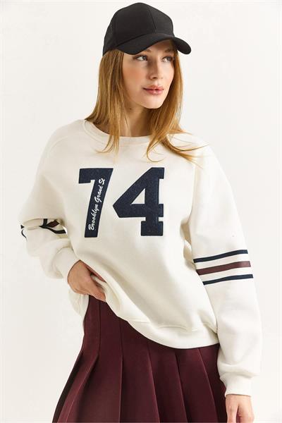 74 Baskılı Bisiklet Yaka Sweat