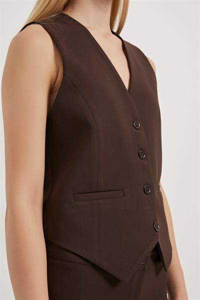 Arkadan Bağlamalı Düğmeli Yelek