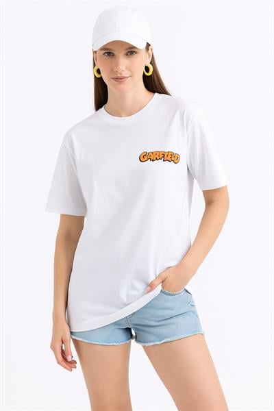 Arkası Garfield Famile Baskılı Tshirt